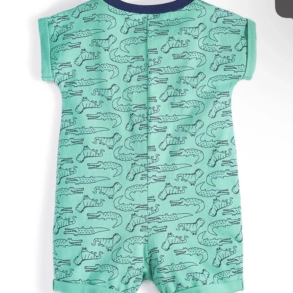 First Impressions Baby Boys Green Alligator Crocodile Romper Short Sleeve 6/9M